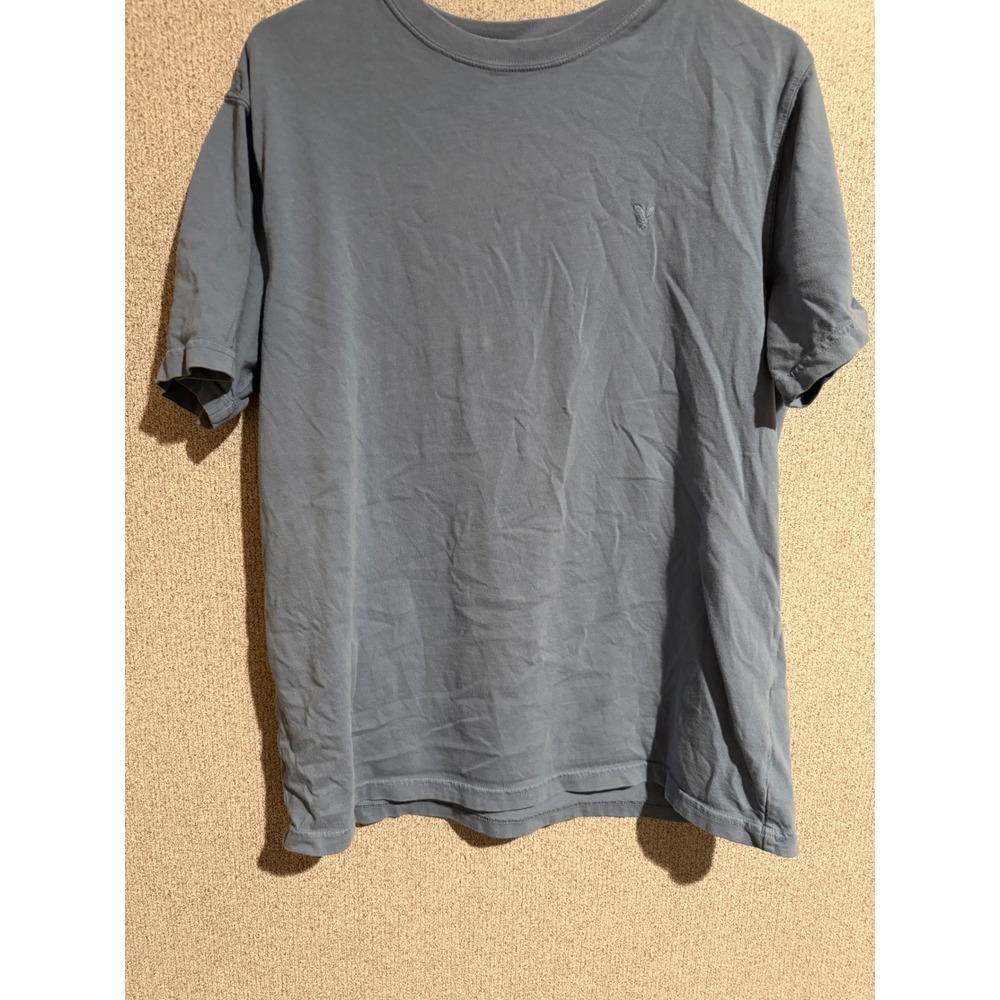 American Eagle Mens Super Soft Standard Fit T-Shirt Blue Gray Size M Logo Tee